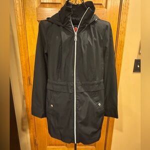 Vince Camuto Women's Chic Hooded Rain Jacket Water Wind Resistant Black Medium